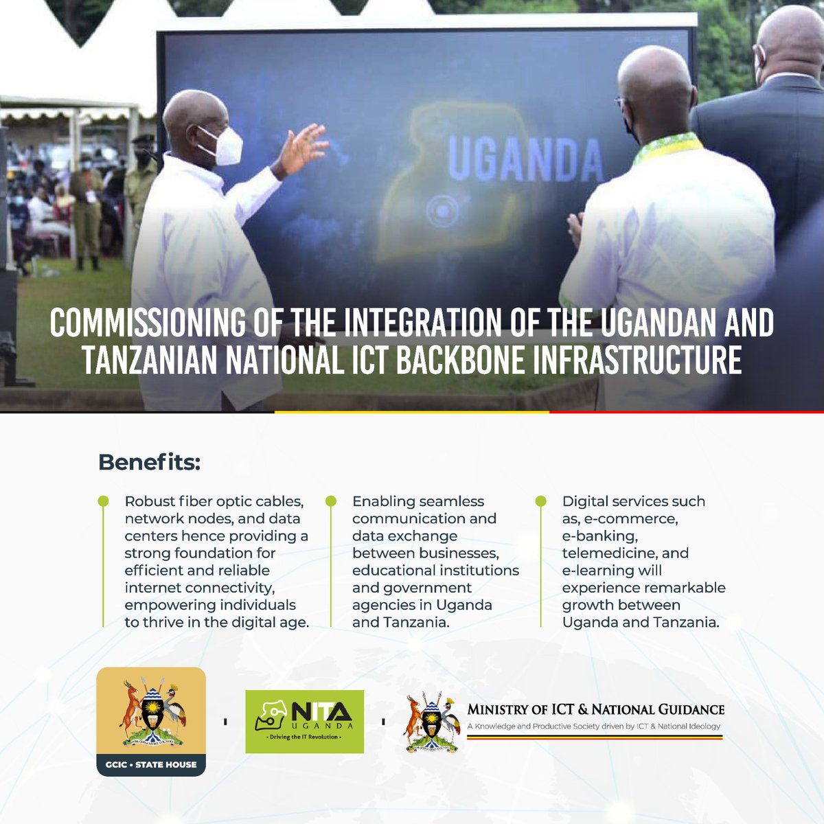 GCIC Science, Tech & Innovation (@gcic_tech) on Twitter photo President <a href="/KagutaMuseveni/">Yoweri K Museveni</a> and President <a href="/SuluhuSamia/">Samia Suluhu</a> believes that this landmark milestone will serve as a catalyst for transformative change and ignite a new era of collaboration, connectivity, prosperity for the people of Uganda and Tanzania. President <a href="/KagutaMuseveni/">Yoweri K Museveni</a> and President <a href="/SuluhuSamia/">Samia Suluhu</a> believes that this landmark milestone will serve as a catalyst for transformative change and ignite a new era of collaboration, connectivity, prosperity for the people of Uganda and Tanzania.