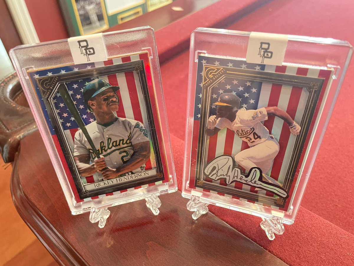 We can enjoy these silly little things like #thehobby because of the sacrifices of our service men/women. We honor our fallen countrymen on this #MemorialDay2023 Thank you! #rickeyhenderson by @rpbailey78 #cardart celebrate Rickey and the Stars/Stripes @CardPurchaser 🇺🇸💚#mlb