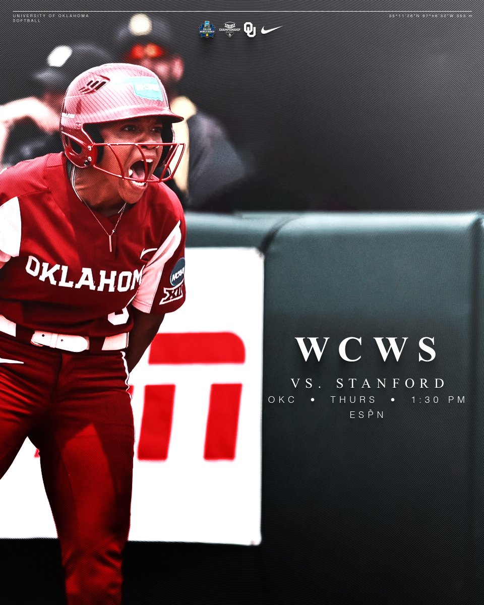 OU_Softball's tweet photo. 𝐓𝐡𝐞 𝐬𝐡𝐨𝐰 starts Thursday 🍿

🔗+🎟️ https://t.co/S1MhyuBaOR

#ChampionshipMindset x #WCWS https://t.co/DFY4AshJXu
