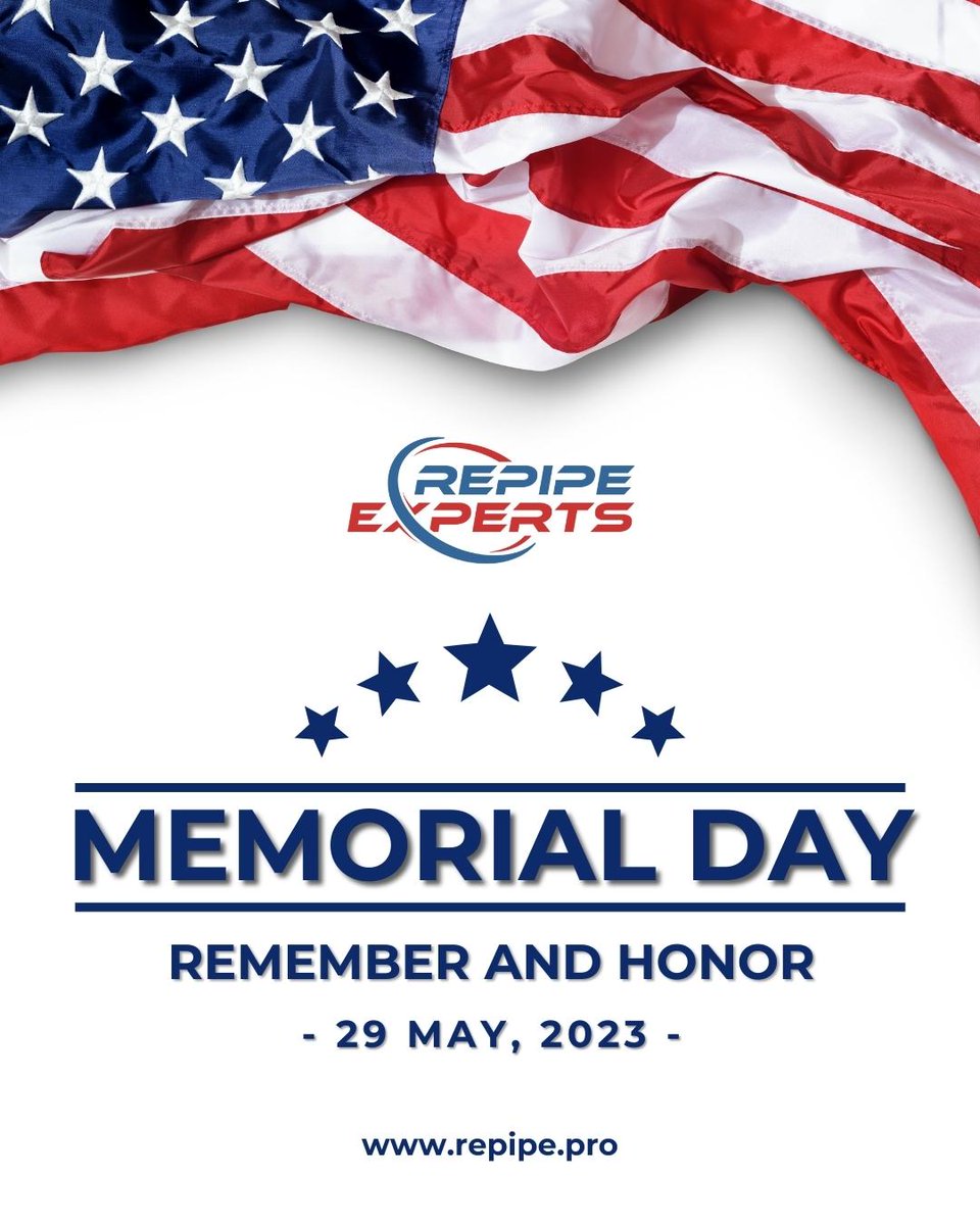 RepipeExperts's tweet image. Honoring Our Fallen Heroes This Memorial Day 🇺🇸

Let us come together to remember and honor the brave men and women who have made the ultimate sacrifice for our country.

FREE in-home consultation: repipe.pro 
1-888-Y-REPIPE

Don&apos;t Delay, Repipe Today!

#repipe