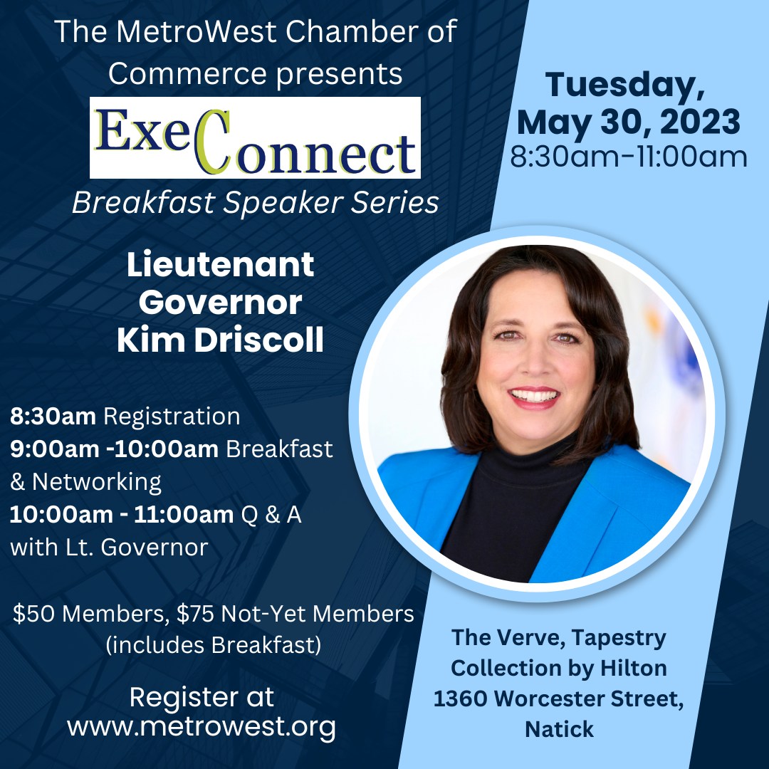 Please join us TOMORROW morning to hear from Lieutenant Governor, Kim Driscoll! Grab your tickets here: bit.ly/3OIcr3x

We hope to see you there!