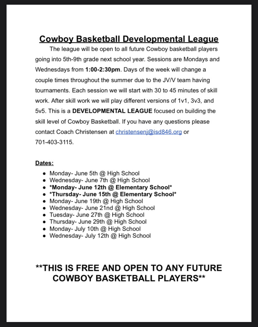 Also starting next week is our 10,000 Shot Club and Developmental League. Contact Coach Christensen for more info on either of these opportunities. #HWPO