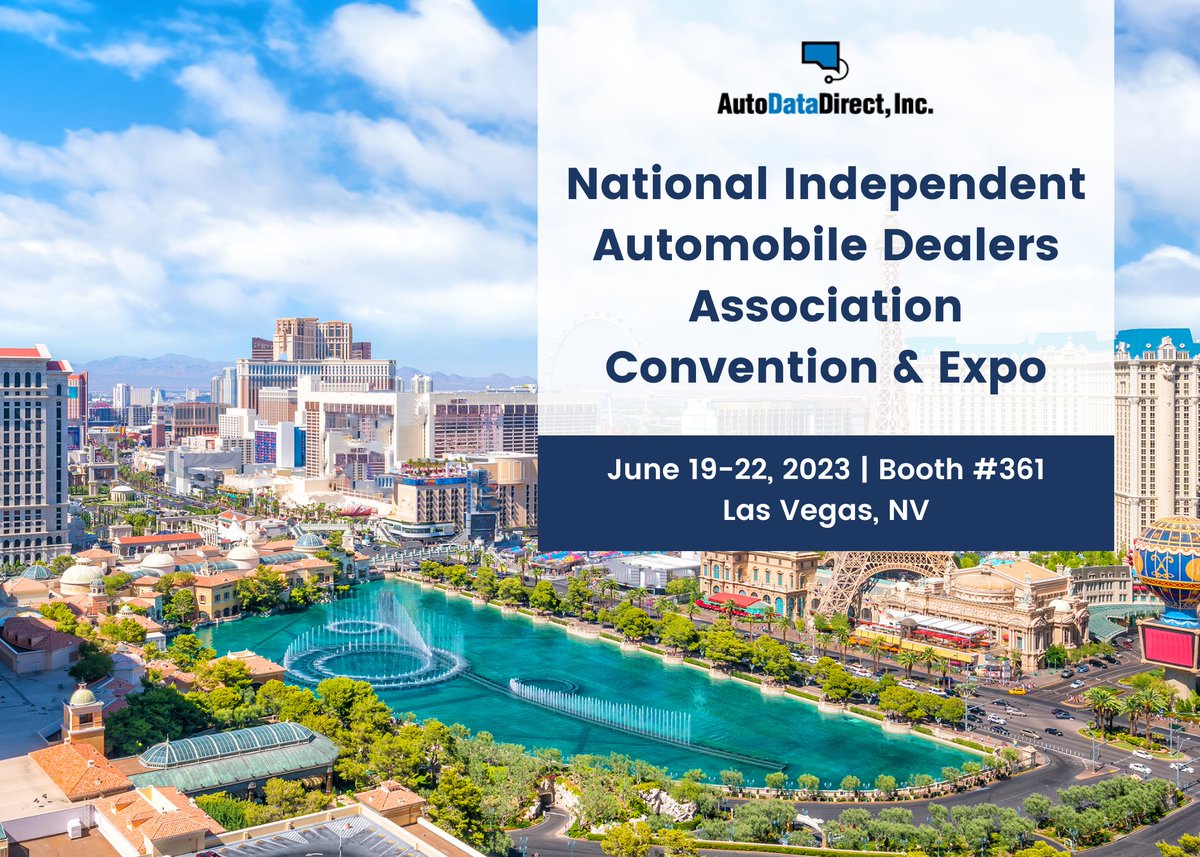 autodatadirect's tweet image. Our team will be exhibiting at the @_NIADA Convention and Expo next month! Stop by booth #361 to say hi and learn about our solutions. #add123 #niada2023 #dealershipsolutions