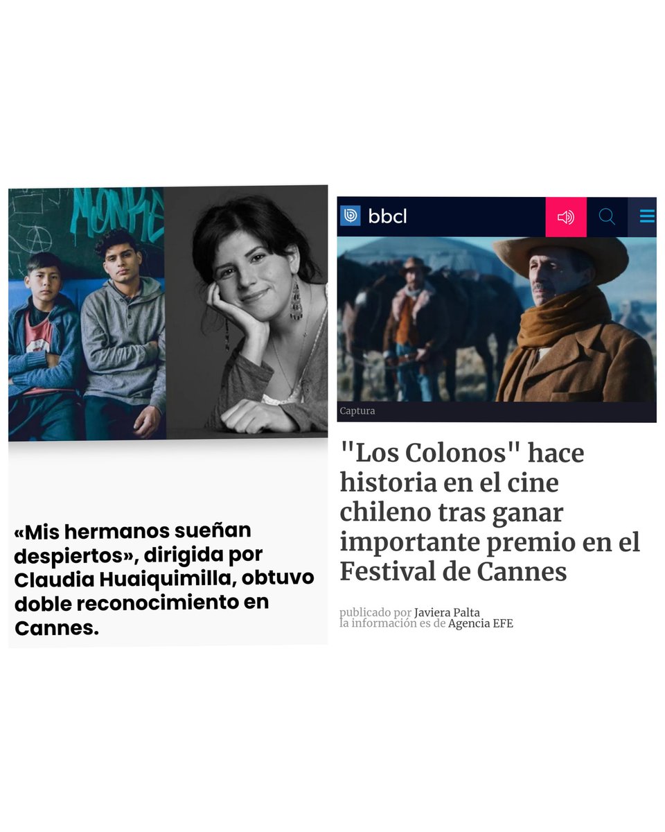 Los noticieros de tv nacionales siempre al debe, en las noticias de Cannes prefieren informar  el  premio que sacó un perro, antes que los logros de los cineastas chilenos en Francia...lamentable.
#MisHermanosSueñanDespiertos 
#LosColonos,#SuccesionHBO, #ContigoCHV, #cinechileno