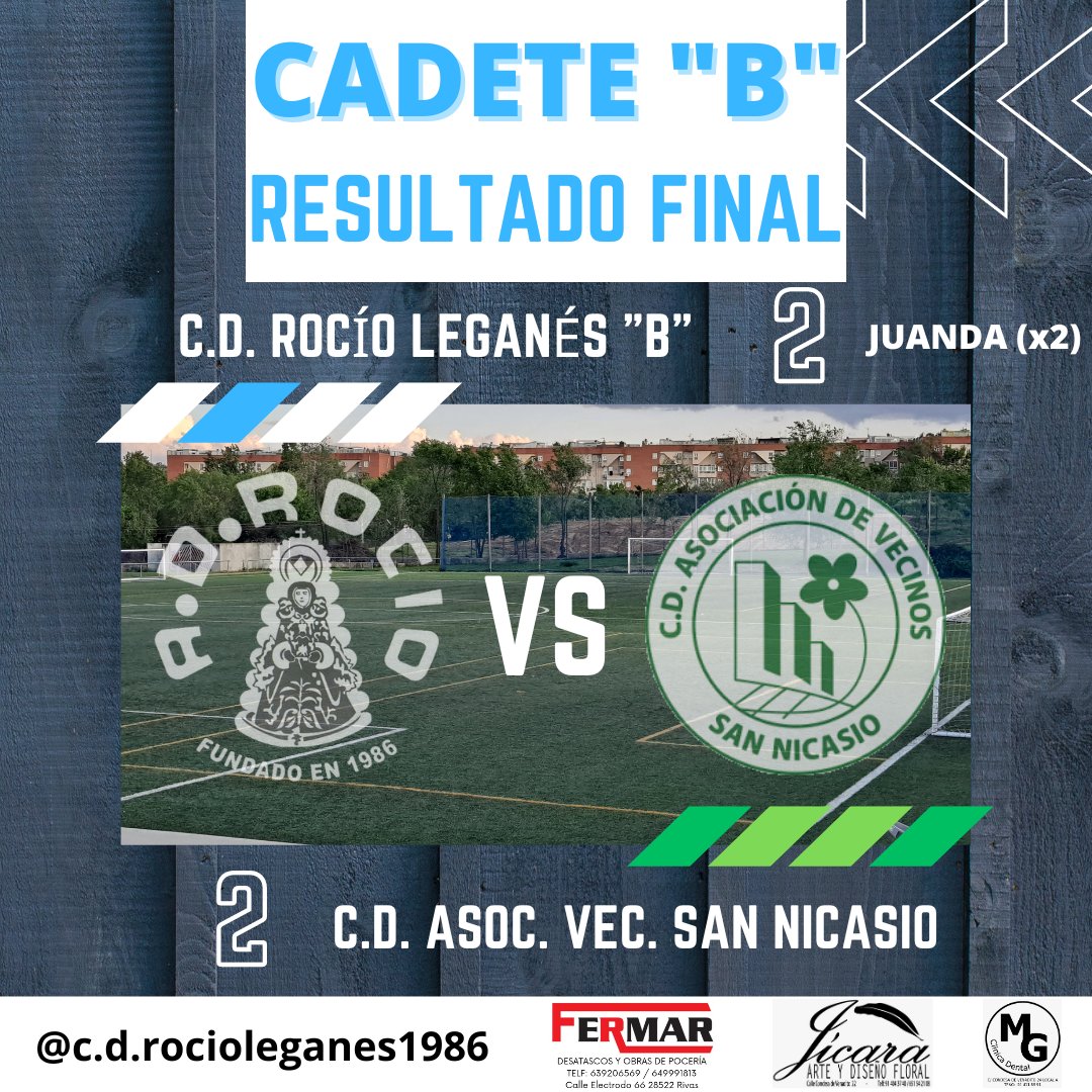 CAD"B"⚽️ Empate a dos en un partido que se volvió loco al final, y donde dió la sensación que pudimos hacer mucho más daño. Se acaba una temporada difícil, donde al final de la misma si hubo evolución de nuestros jugadores. Ahora a seguir demostrando lo que valeis en la próxima!!