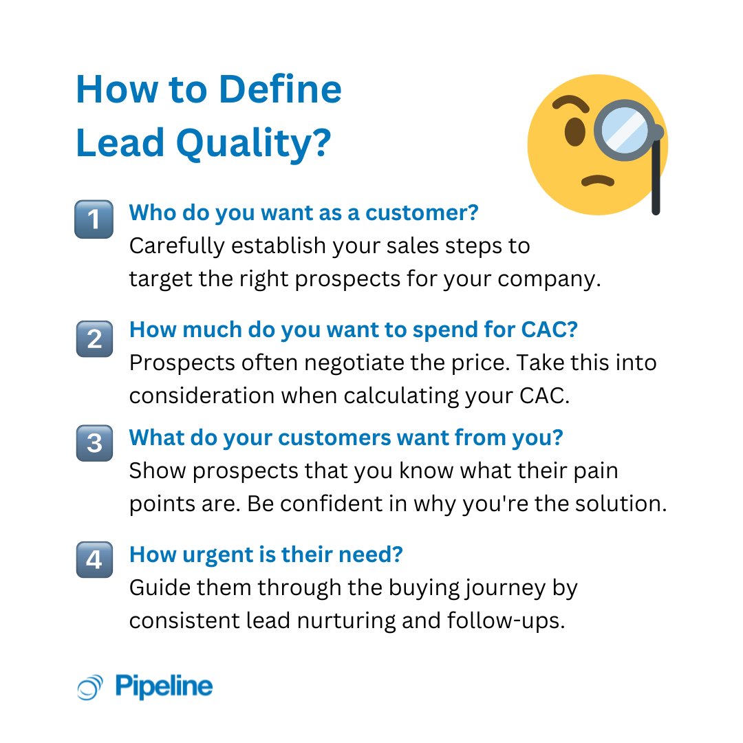PipelineDeals's tweet image. Most businesses ignore the quality of their leads and focus on the quantity.
💸 This decision STEALS money from you. Here are 4 ways to define lead quality ⬇️

#PipelineCRM #customizablecrm #crm