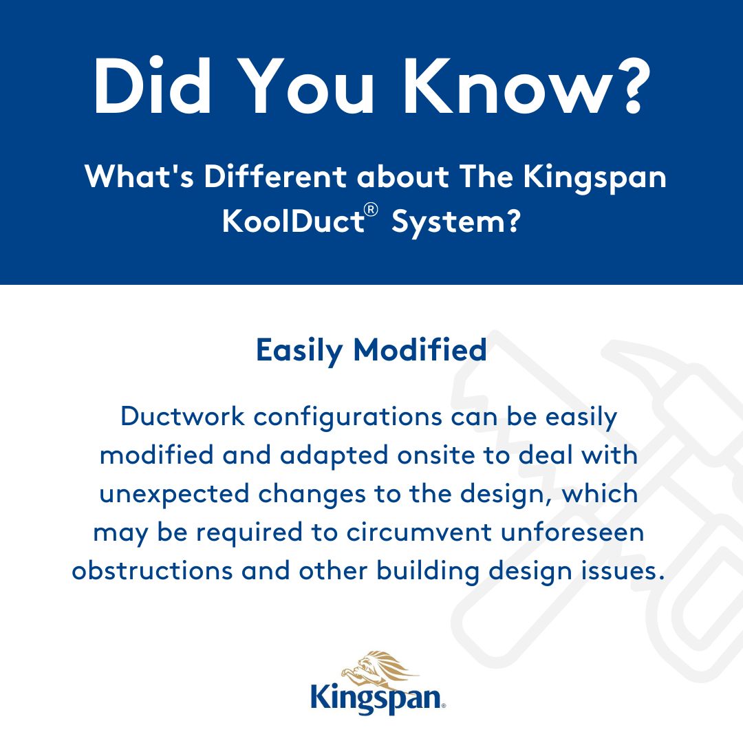 KingspanHVAC_UK's tweet image. Did you know that The #Kingspan #KoolDuct System can be easily modified and adapted onsite to deal with unexpected changes to the design?

This may be required to circumvent unforeseen obstructions and other #Building design issues.

Visit- bit.ly/3CtSCqj