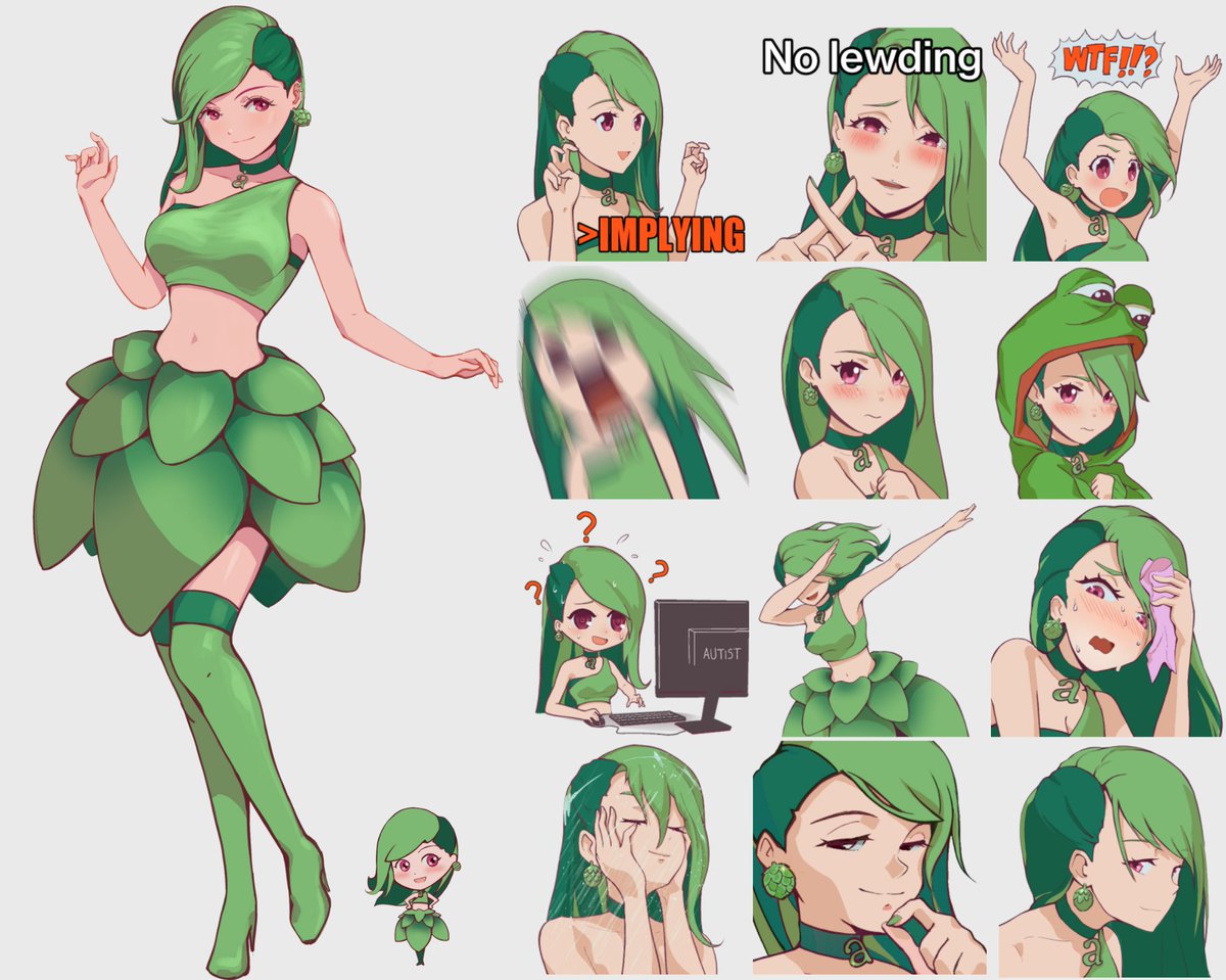 Gm senpais~😘Had the pleasure of designing <a href="/artichoke_fi/">Artichoke</a> 's waifu Artichan~ 🥰🥰🥰 Made a pack of stickers for them too! 😘