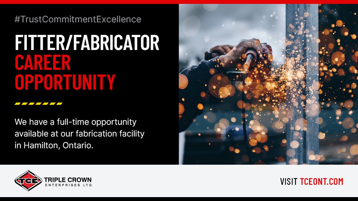 tceont's tweet photo. TCE is seeking a full-time Fitter/Fabricator to join our team. See more details about the opportunity and apply through the link below.

https://t.co/0lWWK7CKzG

#fabricationjobs #constructionjobs #hamiltonjobs #hamiltoncareers #TrustCommitmentExcellence https://t.co/BbJdOqOa2z