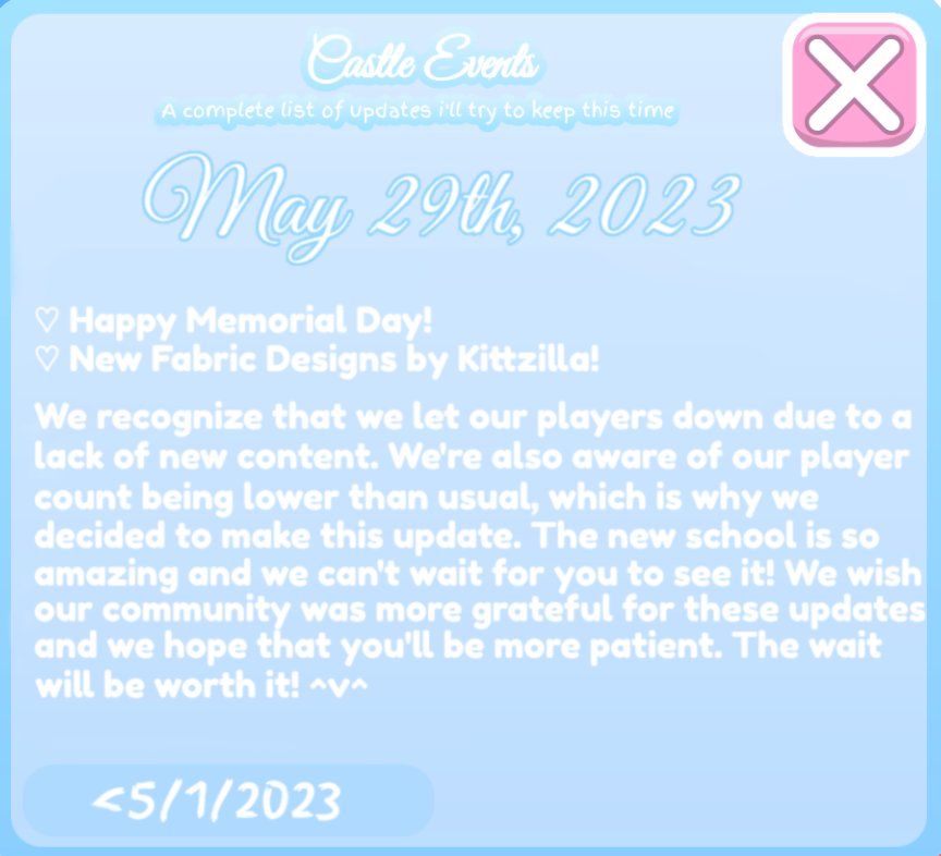 New memorial day update is out if you still play Royale High