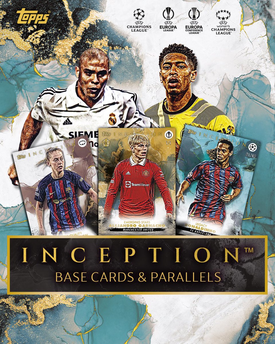 Topps_UK's tweet image. OK well you asked for it! Here’s some base card and parallel designs for the upcoming Topps UCC inception set! 🤩🔥 

If this post gets 75 likes we will reveal the Relic Card design! 

#topps #toppsinception #footballcards #thehobby