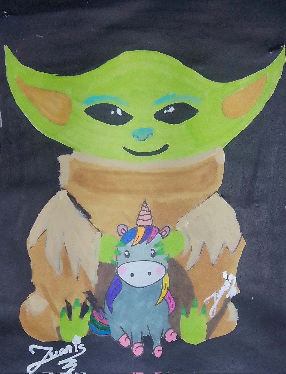 Dibujo de bebé Yoda

#dibujo 
#plumonesdecolores
#pinturasacrilicas
#bebeYoda