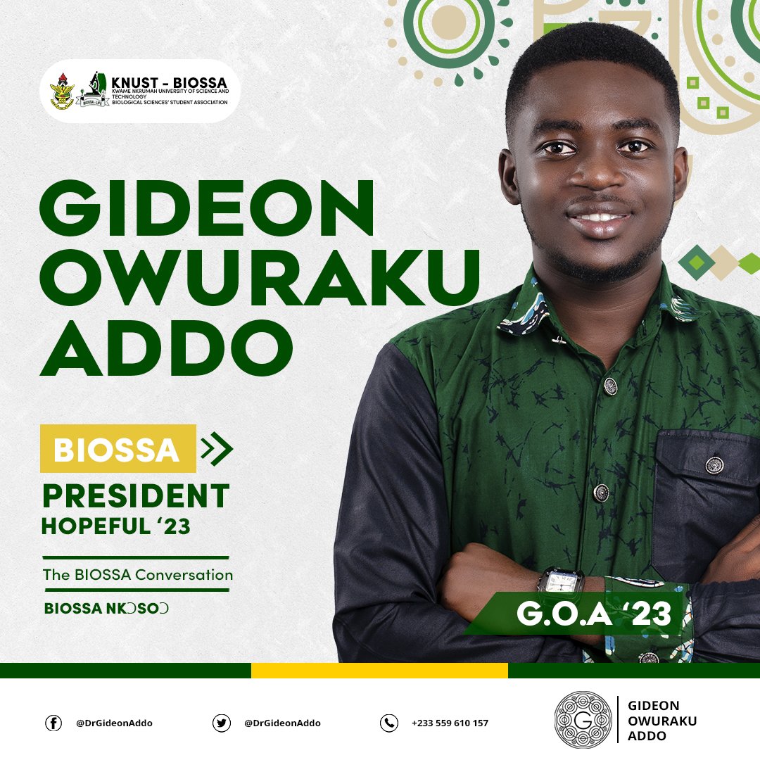 DrGideonAddo's tweet photo. 💚🤍💚🤍💚🤍💚🤍💚🤍💚🤍💚
GIDEON OWURAKU ADDO - BIOSSA PRESIDENT HOPEFUL '23
____________________________________

#Dr_GOA_President
#Gideon4BiossaPresident
#TheBIOSSA_Conversation
#BIOSSA_NKƆSOƆ https://t.co/UnLKbUJyBX