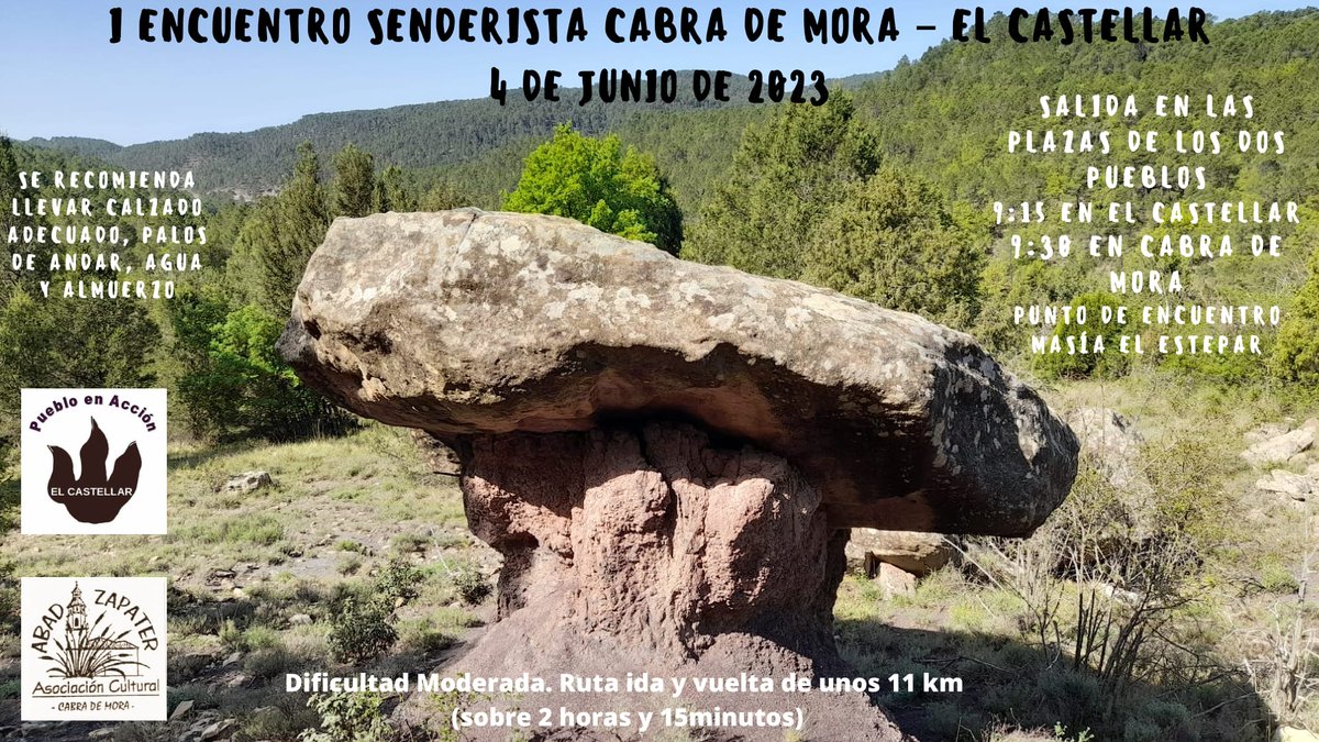 el_castellar's tweet photo. Os recordamos que este domingo 4 de junio podéis unirnos a nuestro Encuentro Senderista desde El Castellar o Cabra de Mora. https://t.co/grzdmPjpym