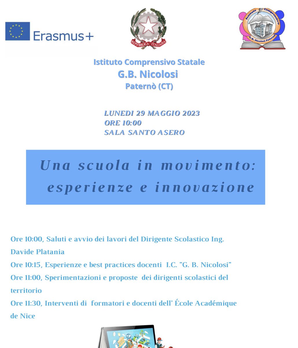CardieNice's tweet photo. Mobilité sicilienne ! #erasmus 😍
Un grande ringraziamento a tutti : ai direttori, ai professori dello istituto comprensivo Nicoli di Paternò. Abbiamo avuto delle discussioni affascinanti in tutti le nostre lingue. 🇮🇹 🇫🇷 🇪🇺🇬🇧
Faire de nos élèves des citoyens épanouis et libres. https://t.co/SjtrcENAoF