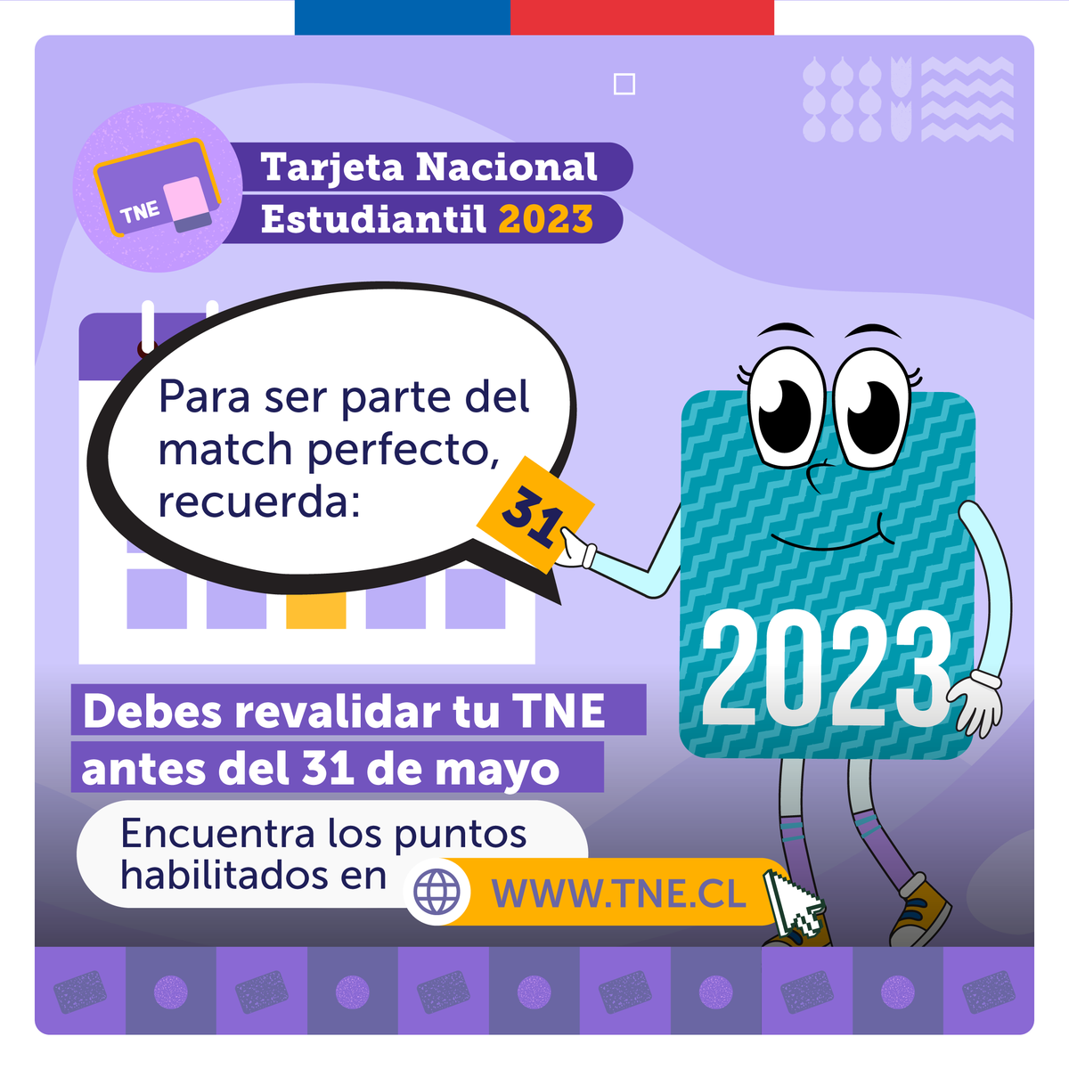 JunaebM's tweet photo. 😱¡Que no se te pase la fecha!

En regiones, #RevalidaTuTNE pegando el sello 2023. 

Hazlo hasta el 31 de mayo 📅 

👉 Revisa los puntos de revalidación en: https://t.co/68IatsR9S8 https://t.co/qOGEyLTZKs