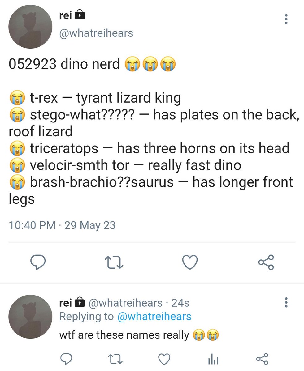 yureenago's tweet photo. a mind reader's thread — a winrina au

One cool thing about Mireille's (W) mind-reading ability is that she can keep it dormant. So imagine her shock when she started hearing dinosaur names flooding her thoughts—unexpectedly and illicitly—without even actively using her ability. https://t.co/l2zO5tDY7O