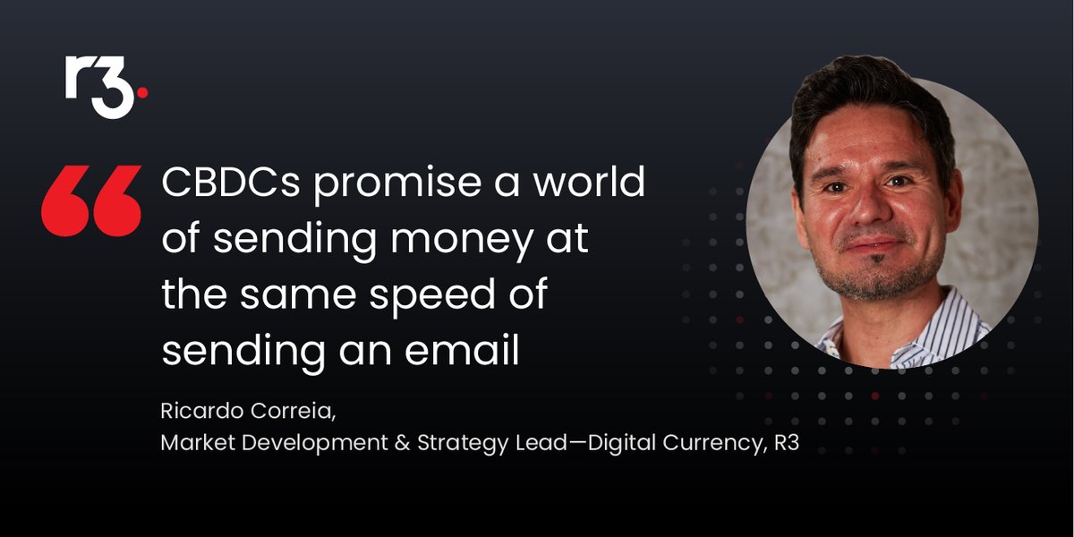 inside_r3's tweet photo. Do you know the extent to which a world with #CBDCs will transform #financialliquidity and the way we transact?
R3's CBDC and Digital Currencies Strategy Lead, Ricardo Correia, is helping central banks realize this vision.
Kickstart your #CBDC journey: https://t.co/p0Vkk6bUYr https://t.co/kNkZE2zPZW