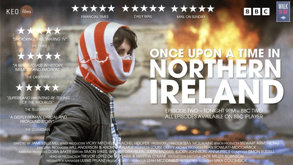 If you are watching episodically Ep2 of Once Upon a Time in Northern Ireland is on BBC2 tonight at 9.00pm. Made by @KEOfilms and directed by James Bluemel #OnceUponATimeInNorthernIreland