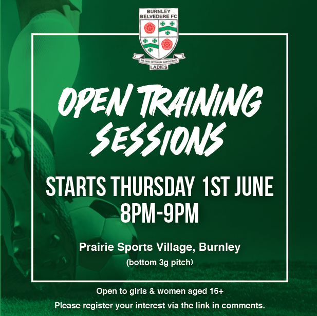 BelvoLadiesFC's tweet photo. OPEN TRAINING SESSIONS  We're pleased to announce that our open training will begin on Thursday 1st June at 8pm-9pm at the Prairie Sports Village. We welcome all girls and ladies aged 16+ so get yourself registered and come along! https://t.co/7ZWGFktbUe https://t.co/CX92qqh21M