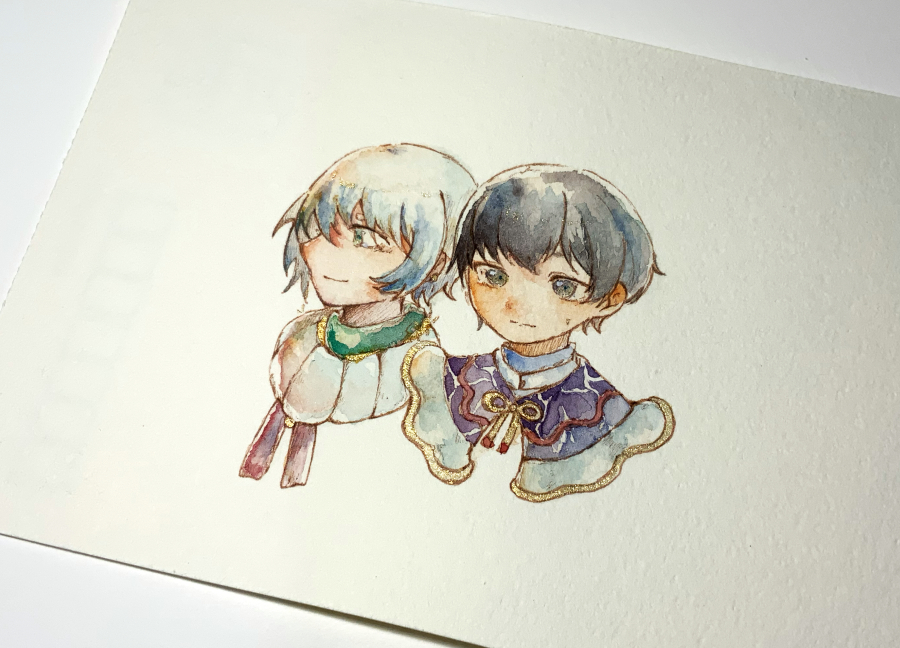 「デザフェスでいただいたイラストを自慢させてください トモとリツを描いてくださいま」|るん太@異刻メモワールのイラスト