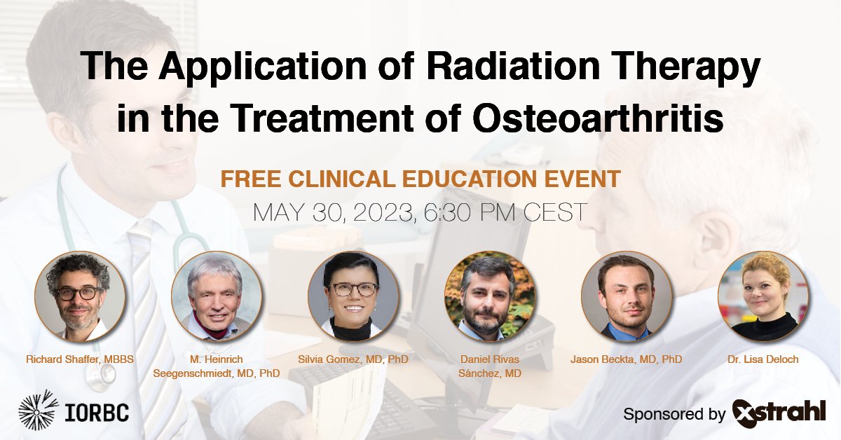 Last chance to register for May 30 webinar! Register to receive the recording. A review of LDRT treatment plans for joints affected by #osteoarthritis, including the hands, knees, and hip. A Q&A will follow. Register Now: iorbc.com/osteo-webinar-…
#radiationtherapy #radiotherapy