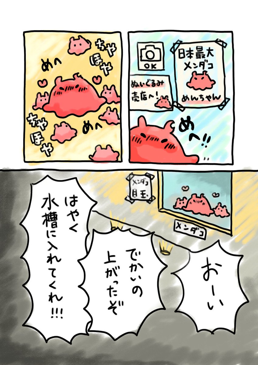 メンダコLINEスタンプ配信記念にメンダコ漫画を再掲します🐙めぇ(1/4)