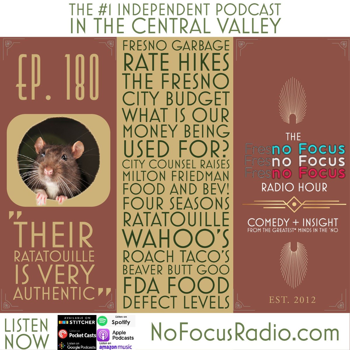 Nofocusradio's tweet photo. The no Focus Radio Hour Ep 180: "Their Ratatouille is Very Authentic."
https://t.co/8u7nXdY2AT
------------
Tags:
#fresno #clovis #podcast #fresnoradio #centralvalley #radio #garbage #citycounsel #taxes #budget #miltonfriedman #wahoos #beaver #beaverbutt #fda #food #yummy https://t.co/cHM4s0LW6l