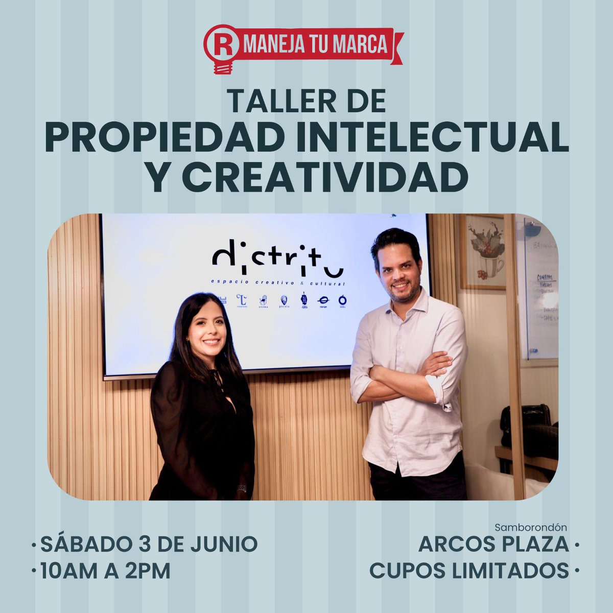 nunoacosta's tweet photo. Este sábado daremos taller de propiedad intelectual y creatividad para emprendedores y empresarios junto a @MaGabrielaCamp de @CreaLegis 

En Arcos Plaza, Sambo. De 10am a 2pm. Material y refrigerio incluidos.

Info: https://t.co/qBRnUbTkEp https://t.co/8cwDt2f60S