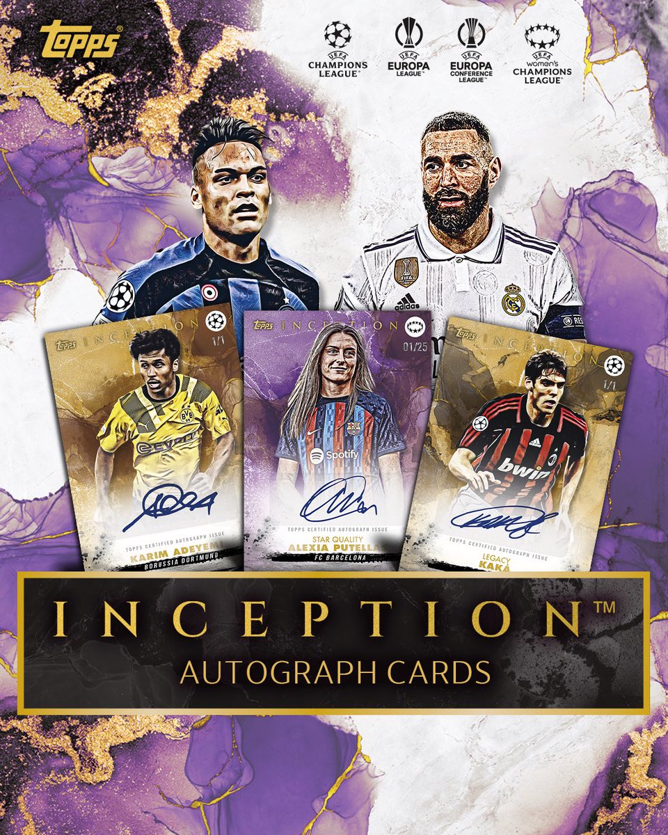 Topps_UK's tweet image. So here is the Autograph Card design for the upcoming Topps UCC Inception set! 🤩

We all love an Autograph but what’s better is a Dual Autograph Card! ✍️✍️ 125 likes and we will reveal the design! 

#topps #toppsinception #footballcards #thehobby