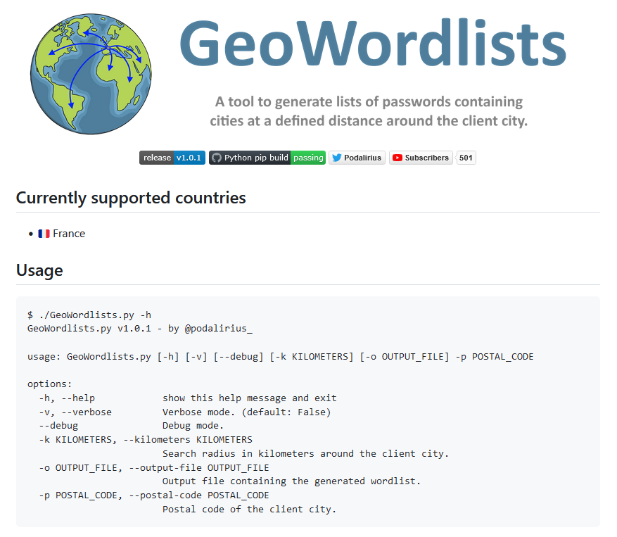 I've just released GeoWordlists, a tool to generate wordlists of passwords containing cities at a defined distance around the client city.

This is pretty useful for spraying / bruteforcing in internal pentests on an Active directory domain for example!

➡️github.com/p0dalirius/Geo…