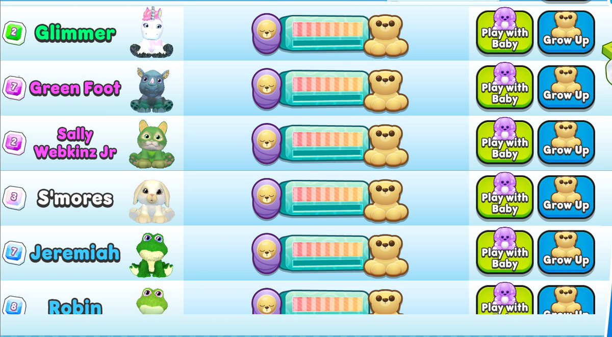 Sally_Webkinz's tweet photo. 20 babies on the go! The next spark party will probably be the Friday before Father's Day. I'm well on my way to a 10th generation pet! Are you aiming for a specific generation or a specific rarity? Or do you just like sparking random pets together? https://t.co/nb5FCdZKs4