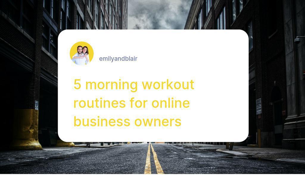 Recommended Morning Workout Duration for Online Business Owners

Read more 👉 lttr.ai/mljz

#morningworkout #DailyMorningWorkout #EarlyMorningWorkout #SimpleBodyweightRoutine #OnlineBusinessOwner #MorningWorkoutRoutine #ExtremelyEfficientExercises #BodyBurnsCalories