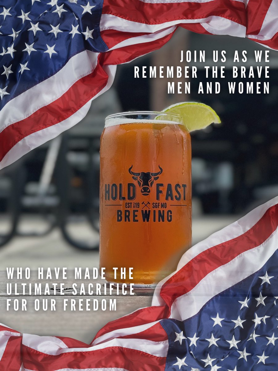 Open at 1pm today. Let’s cheers in memorial to those who sacrificed for our freedoms 🍻 #MemorialDay