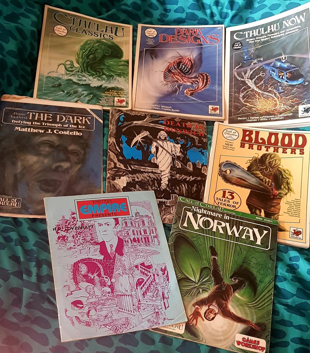 Some of my #CallOfCthulhu items. I have MANY more but can't put my hands on them right now.
#CoC