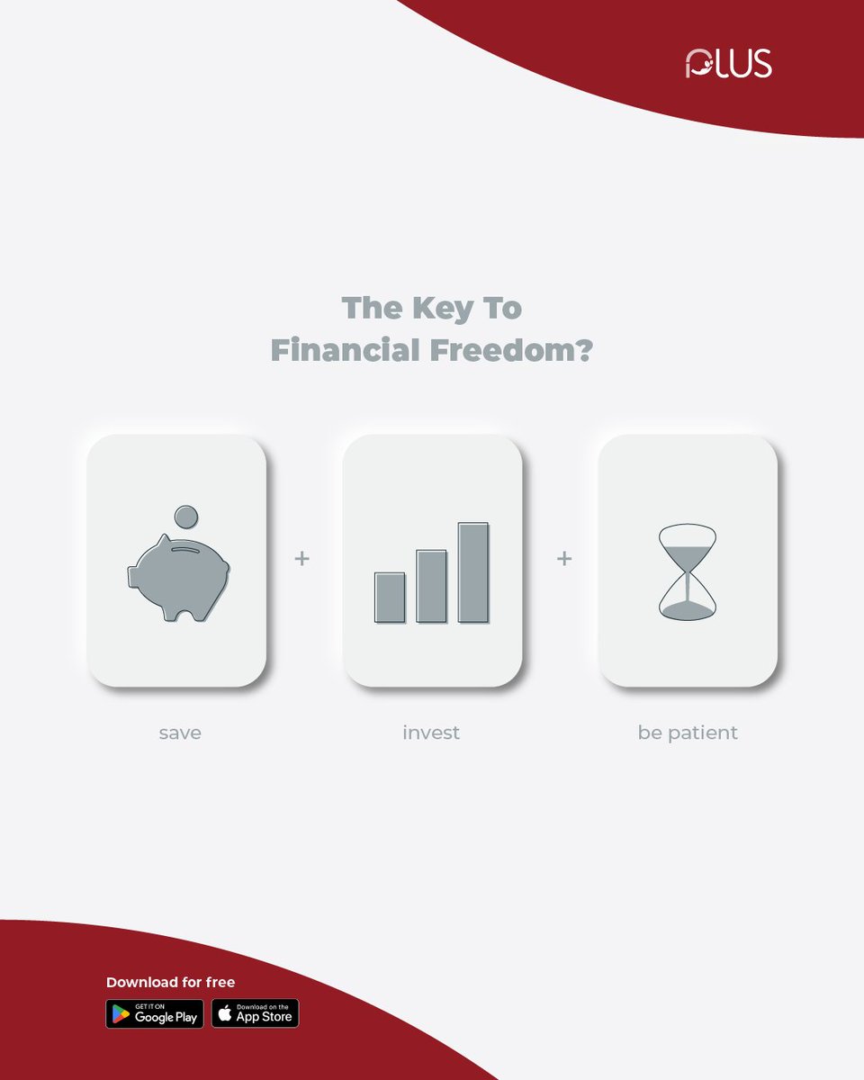 investwithplus's tweet image. The key to financial freedom? Saving, investing, and patience.
#InvestWithPlus #InvestToday #InvestmentApp #investment