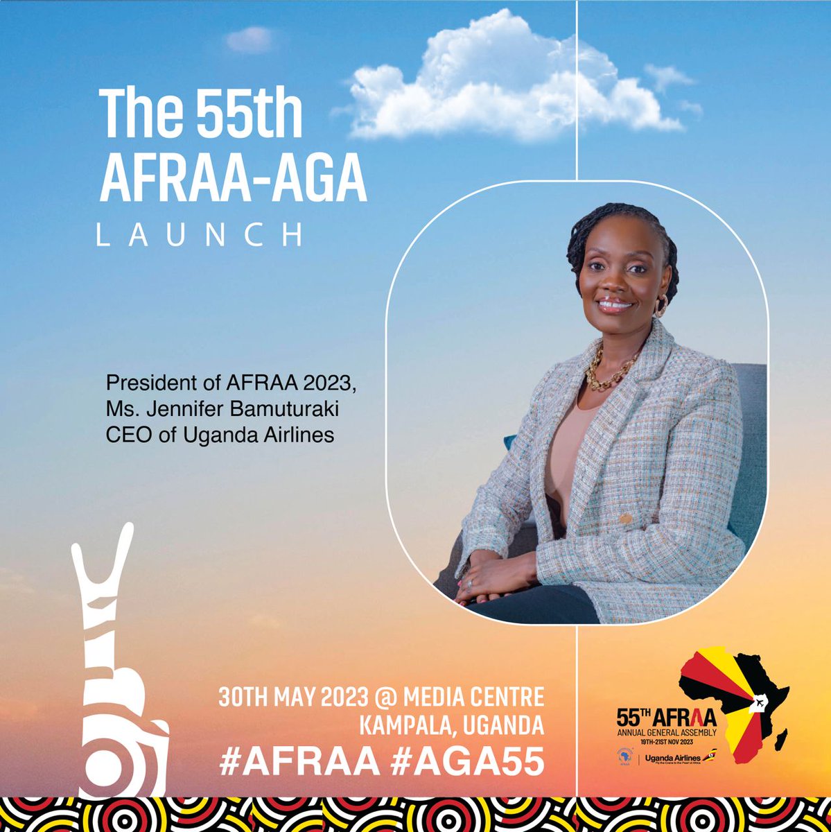 Ms. Jennifer Bamuturaki, the President of AFRAA 2023 and CEO of Uganda Airlines, will grace the 55th AFRAA Annual General Assembly. #AFRAA #55AGA