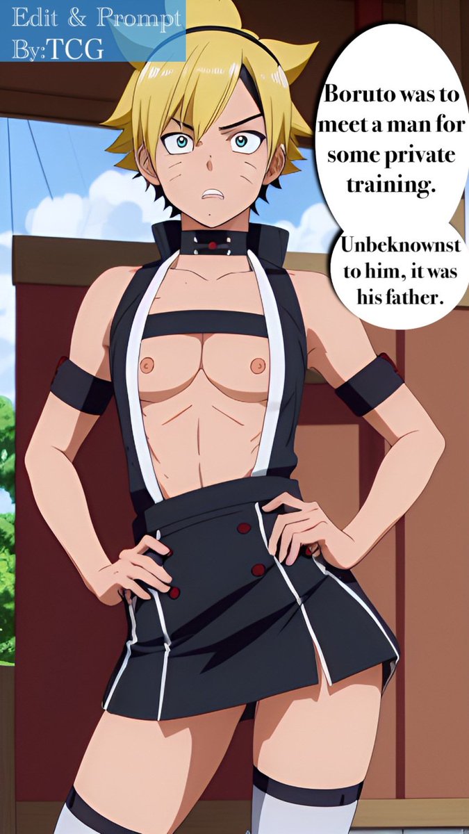 uzumakisissy's tweet photo. Boruto was wearing something uncomfortable and waiting for a man to come for some private training when he saw the man arriving he could not believe that was his father "d..dad your going to give me some private training?!" https://t.co/oOL1KHjruP