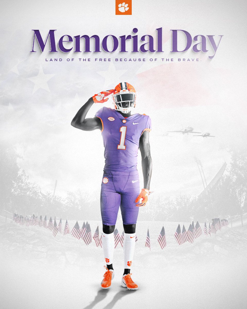 ClemsonFB's tweet photo. Land of the free, because of the brave. 🇺🇸 https://t.co/4BBvcrnEmO