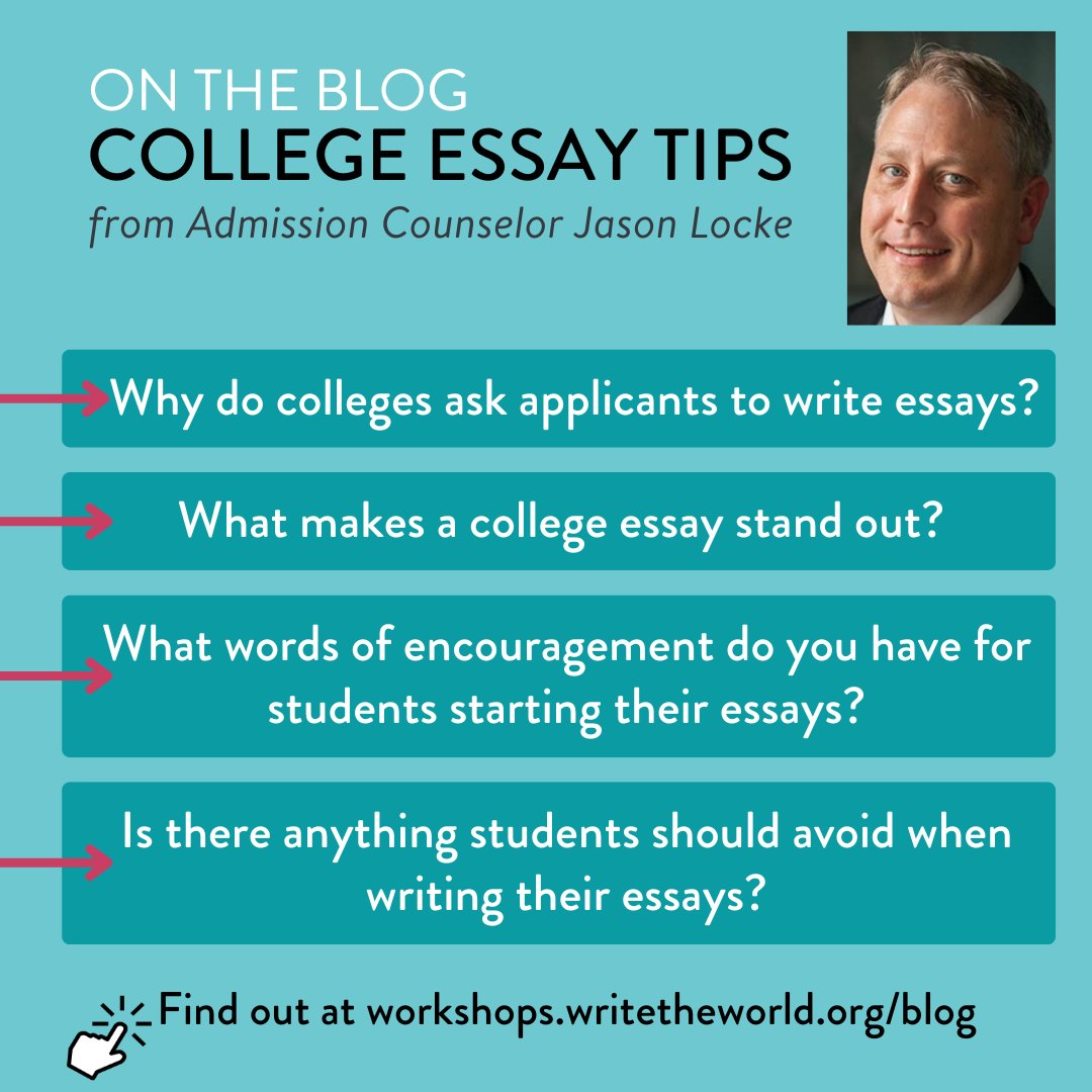 Are you or your students beginning to think about the college essay? In our latest blog post, college admissions expert Jason Locke offers his advice for students who are about to start the process. Read it at workshops.writetheworld.org/college-essay-…!

#collegeessay #collegeadmissions #commonapp