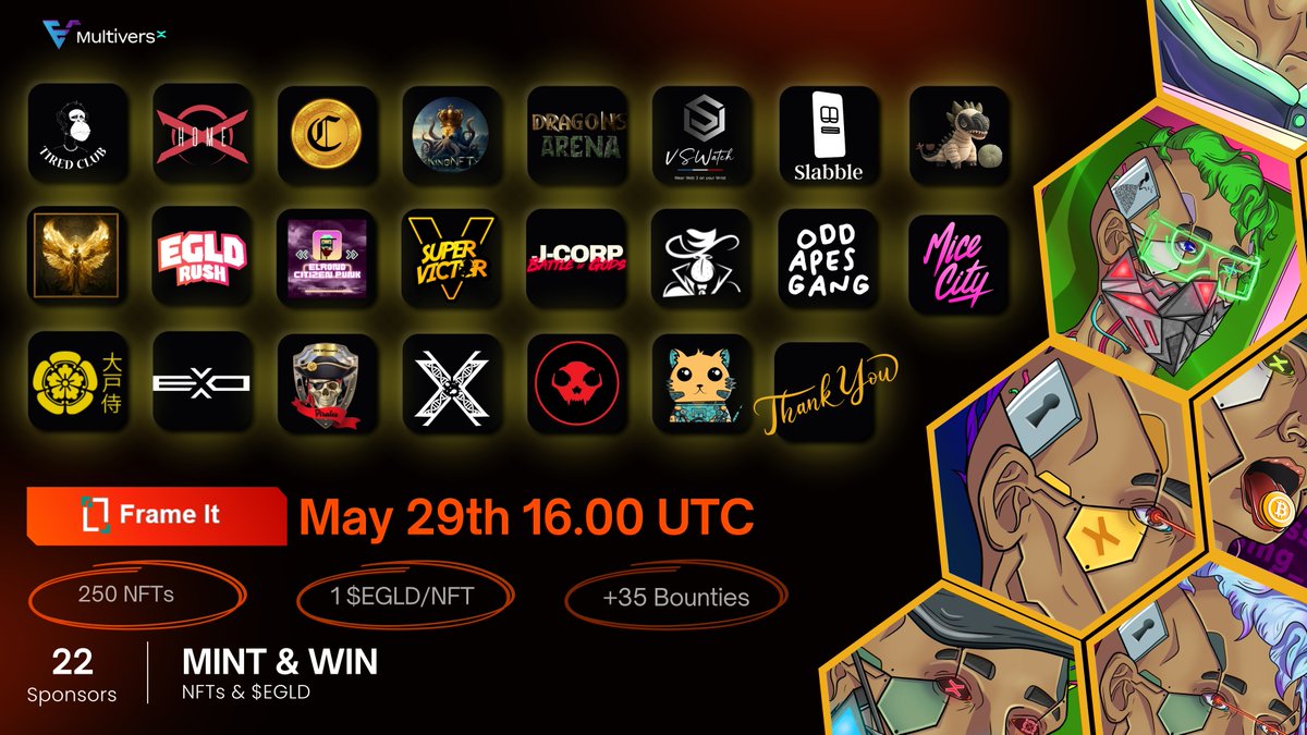 evcyborgs's tweet photo. 👋 #MultiversXNFTs fam! To celebrate the opening of our public mint phase, we are giving away:

🎁0.5 $EGLD 🎉

➡️Follow us;
➡️❤️+ RT &amp; Tag 3 friends!
➡️⌛ 72h

ℹ️  https://t.co/Ab52LuFWTI

#GiveawayContest #Giveaway #AirdropCrypto #AirdropAlert #MultiversXGiveaway #EGLD https://t.co/rAYYewBacZ