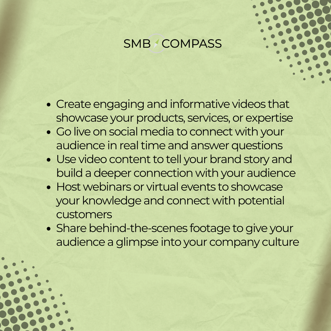 CompassSmb's tweet image. Video marketing is on the rise, and live streaming is more popular than ever! 

Don&apos;t be afraid to experiment with different video content and live-streaming formats to see what resonates best with your audience. Get creative and have fun with it! #marketing #business