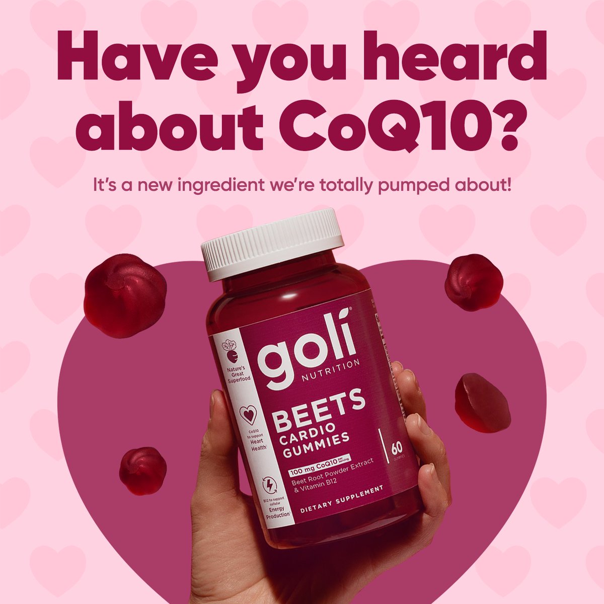 GoliNutrition's tweet photo. Achieve your healthy heart goals with Goli® Beets Cardio Gummies ❤️ https://t.co/ef3JSPOgkD