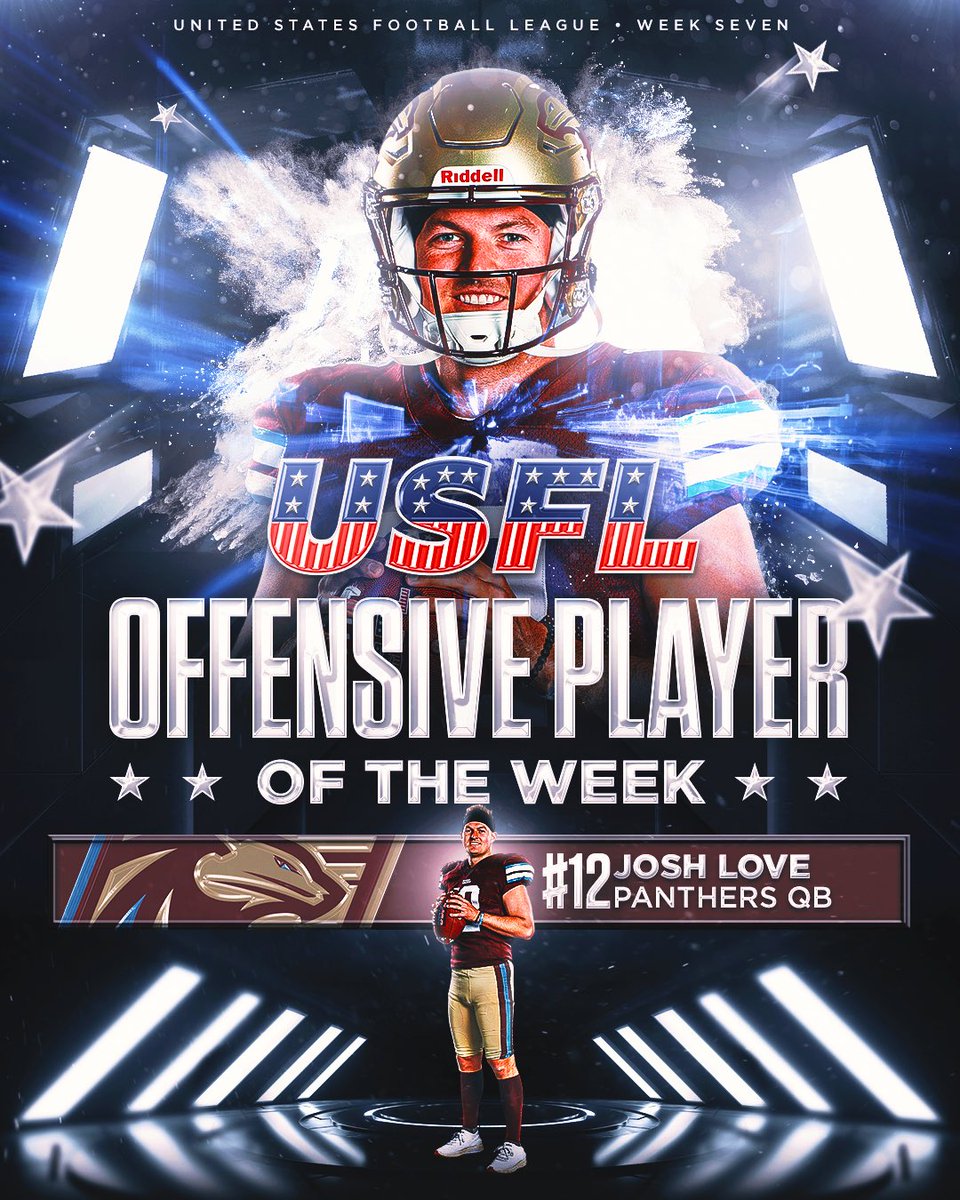 Your Offensive Player of the Week for Week 7 is @USFLPanthers QB @Josh12Love 👏🐾