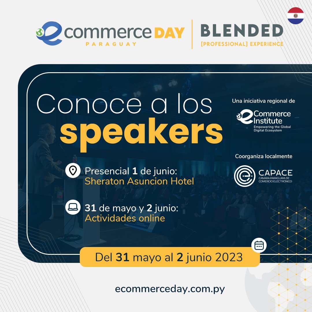 eCommerceDay's tweet photo. ¡Últimos lugares! 🇵🇾 Regístrate en el eCommerce Day #Paraguay 2023! 🗓 Del 31 de mayo al 2 de junio.
🔎 ¡Conoce a los speakers! https://t.co/LxTlBQgGqN
📲 ¡Reserva tu lugar! https://t.co/AfrzLQ75fZ
#eDayPY #DigitalCommerce #ComercioDigital #metaverso #UnifiedCommerce https://t.co/wJYbG1zIeu