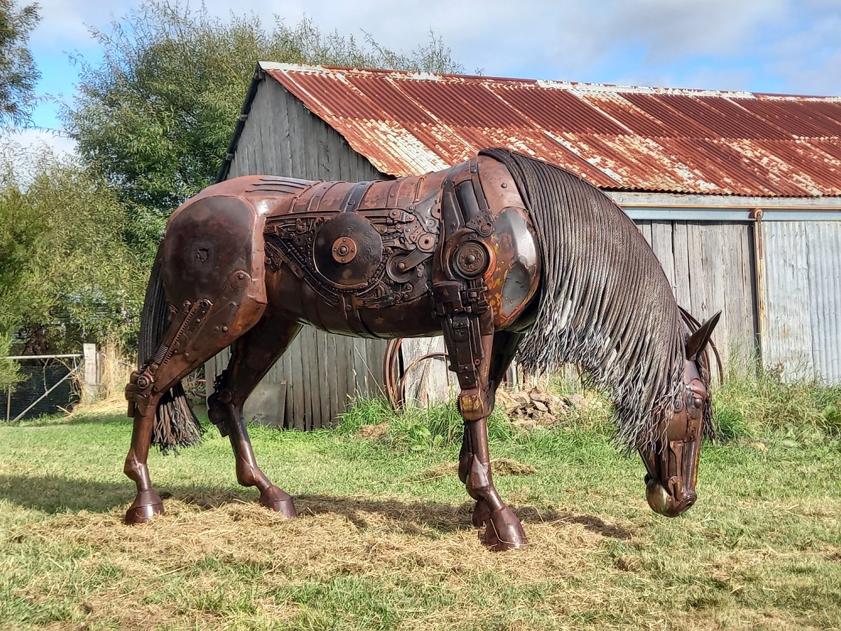 Artist from Tasmania, Matt Sloane, has created this life-sized sculpture of a horse, entirely made from recycled scrap metal.