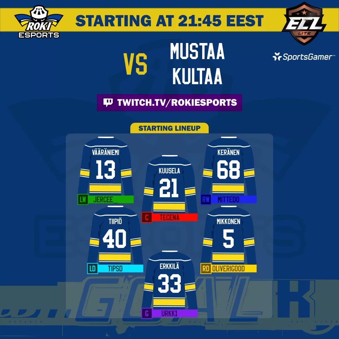 Time for some playoff games!

After many difficulties during the season, but we managed to get up and it's time to show our best. We are facing hungry and skilled team Mustaa Kultaa in round 1.

First 2 games
⏰ 21.45 🇫🇮 (22.45 CEST)
🖥 Twitch.tv/rokiesports

<a href="/SportsGamerGG/">SportsGamer</a>