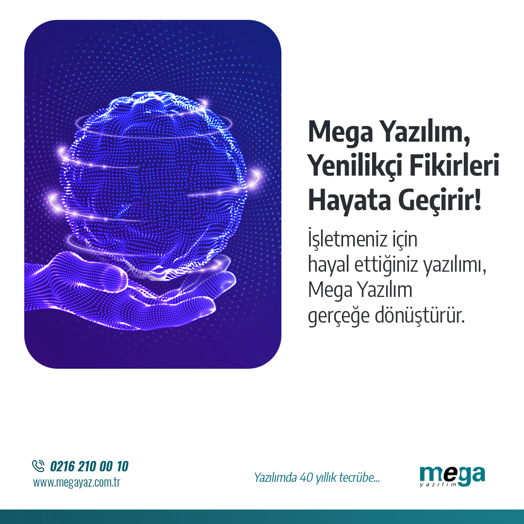 MegaYazilim's tweet photo. İşletmeniz için hayat ettiğiniz yazılımı, Mega Yazılım gerçeğe dönüştürür.
Yazılım ürün, hizmet ve danışmanlığında 40 yıla yakın tecrübe. #mega #megayazılım #megaentegre #kobi #ticariyazılım #muhasebe #muhasebeprogramı #megaerp https://t.co/1XdxlME3Kg