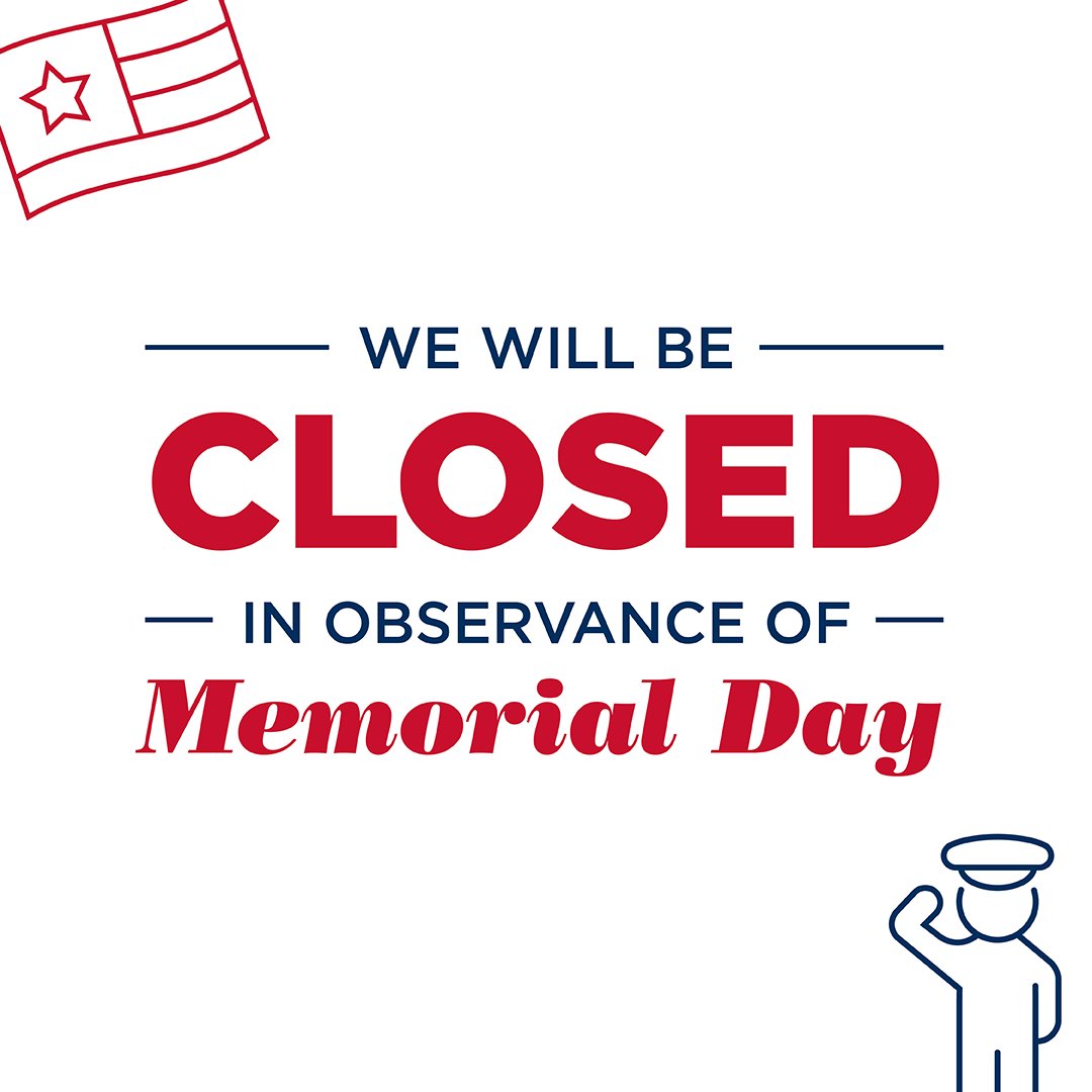 Thank you to all who served.
We will be closed today in observance of Memorial Day—we hope you all have a safe holiday.
We return to normal hours tomorrow, but this Saturday we will be closed to prepared for our move.
