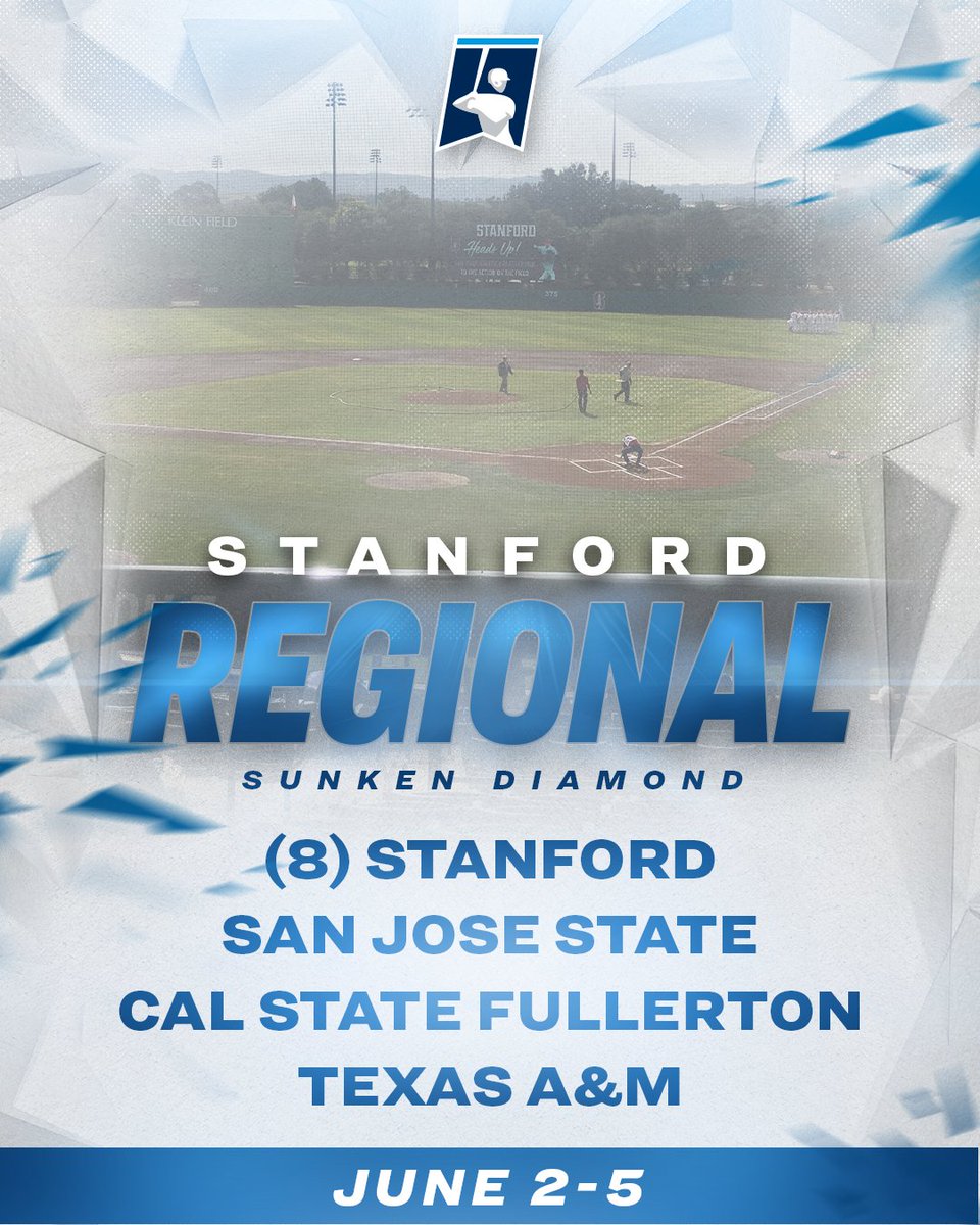 STANFORD REGIONAL

1️⃣ Stanford
4️⃣ San Jose State
3️⃣ Cal State Fullerton
2️⃣ Texas A&amp;M

#RoadToOmaha
